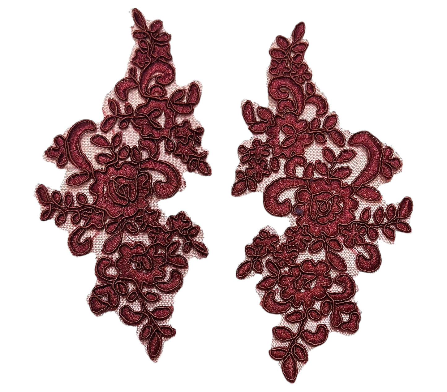 Burgundy floral applique