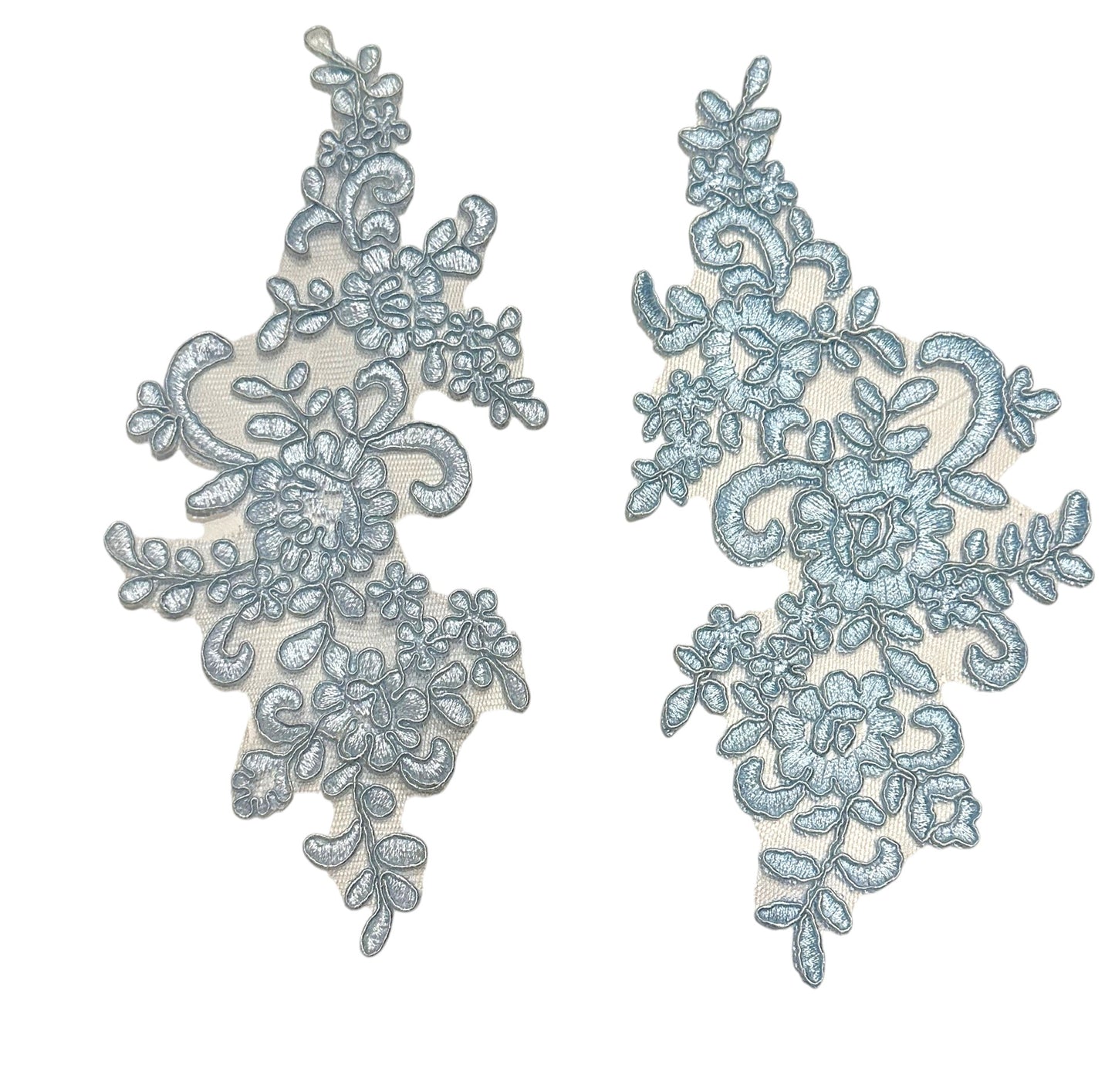 "Light Blue floral lace appliqué pair – dance costume embellishment by Elite Designs by Dawn"