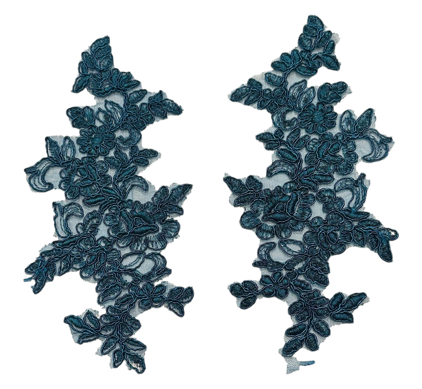 Lace Appliqué – Peacock Blue (Pair of 2)