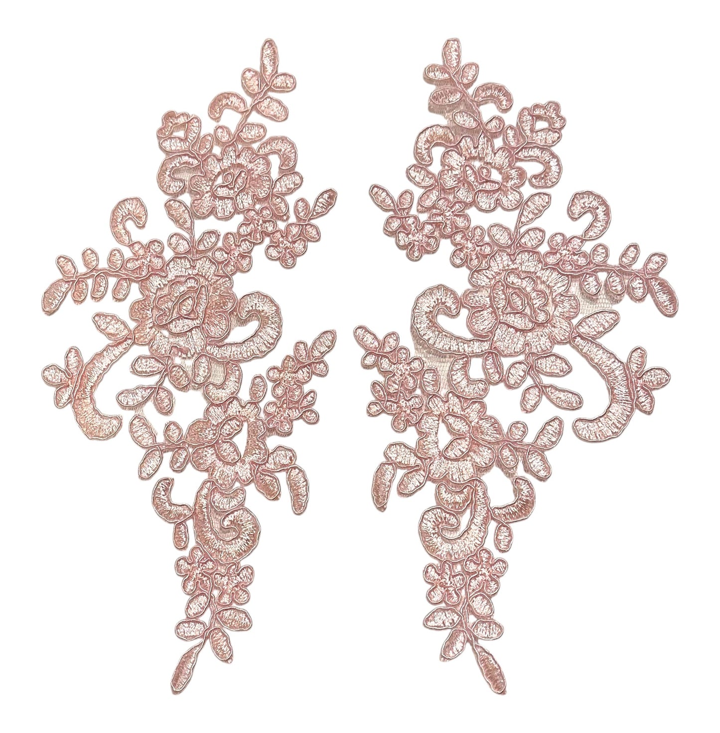 "Pink floral lace appliqué pair – dance costume embellishment by Elite Designs by Dawn"