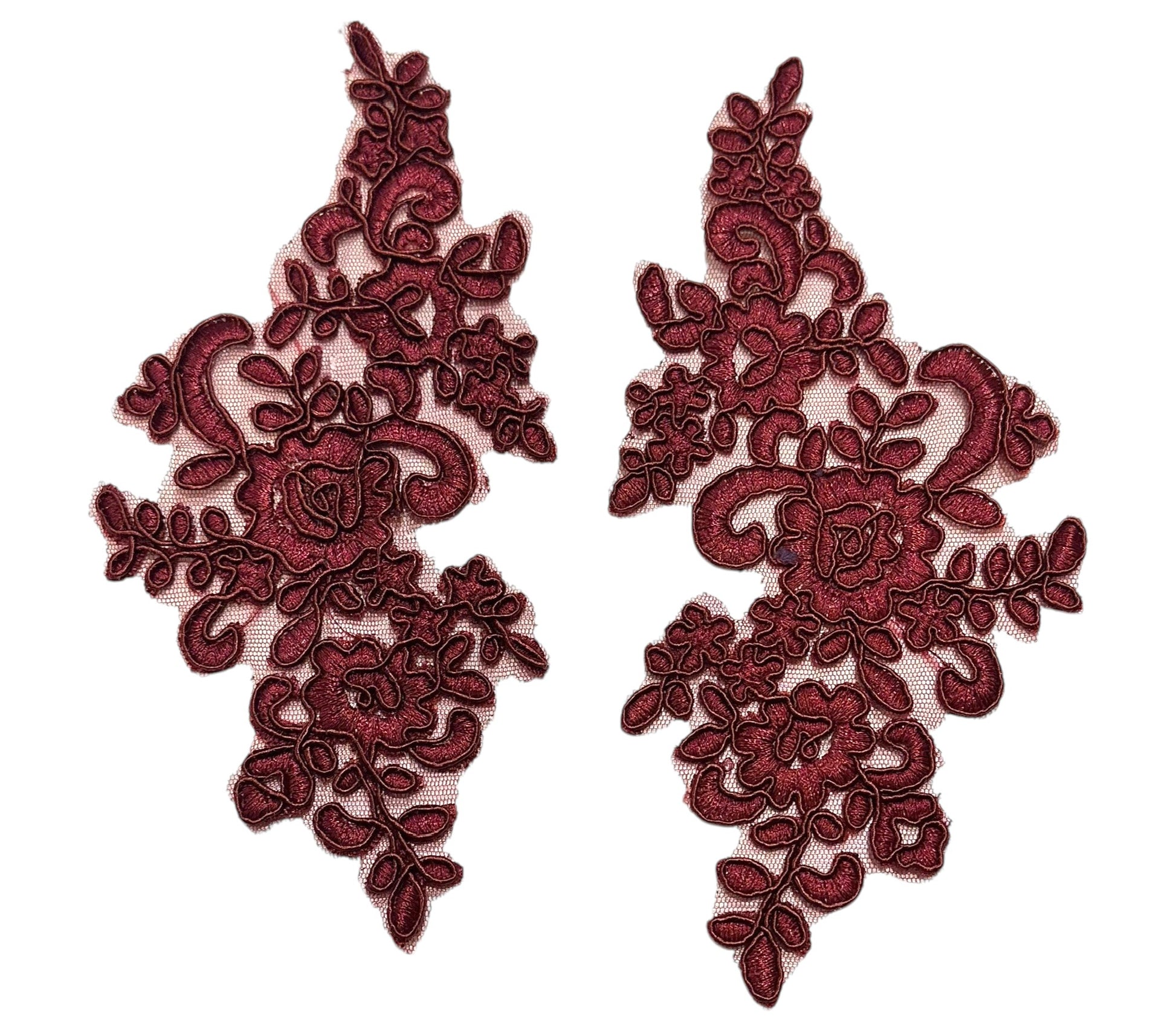 Burgundy floral applique