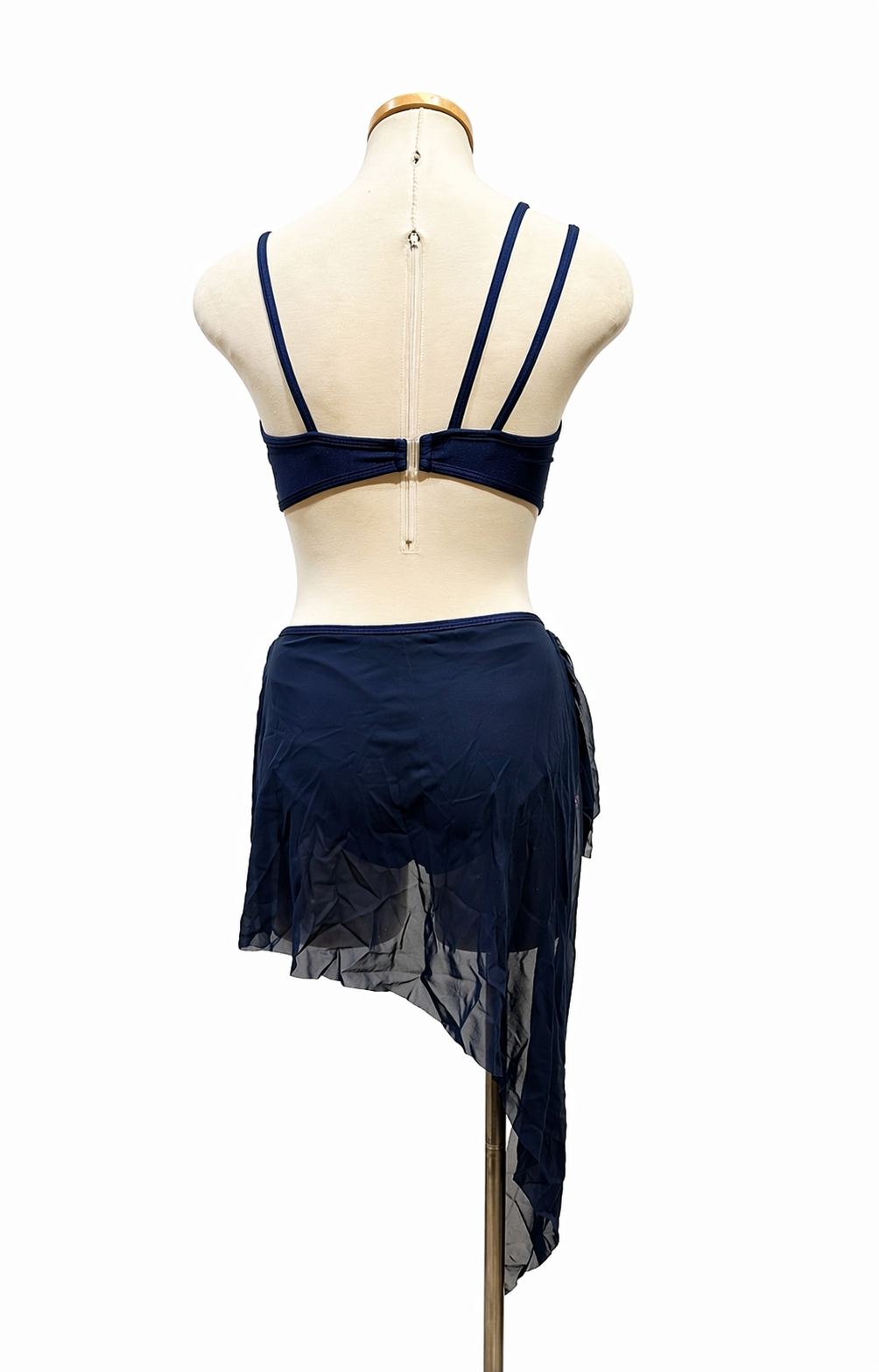 Back view of Becky Base dance costume with strappy open-back design and contemporary silhouette