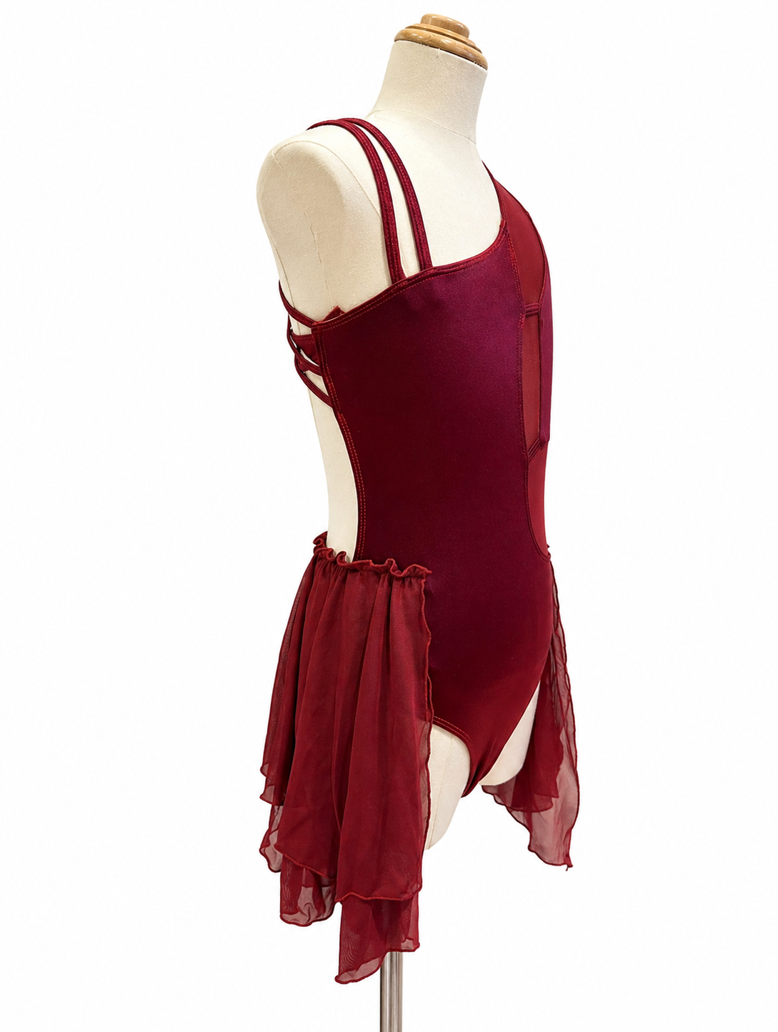 Side view of Gianna Base competition dance costume featuring mesh cutouts and contemporary styling