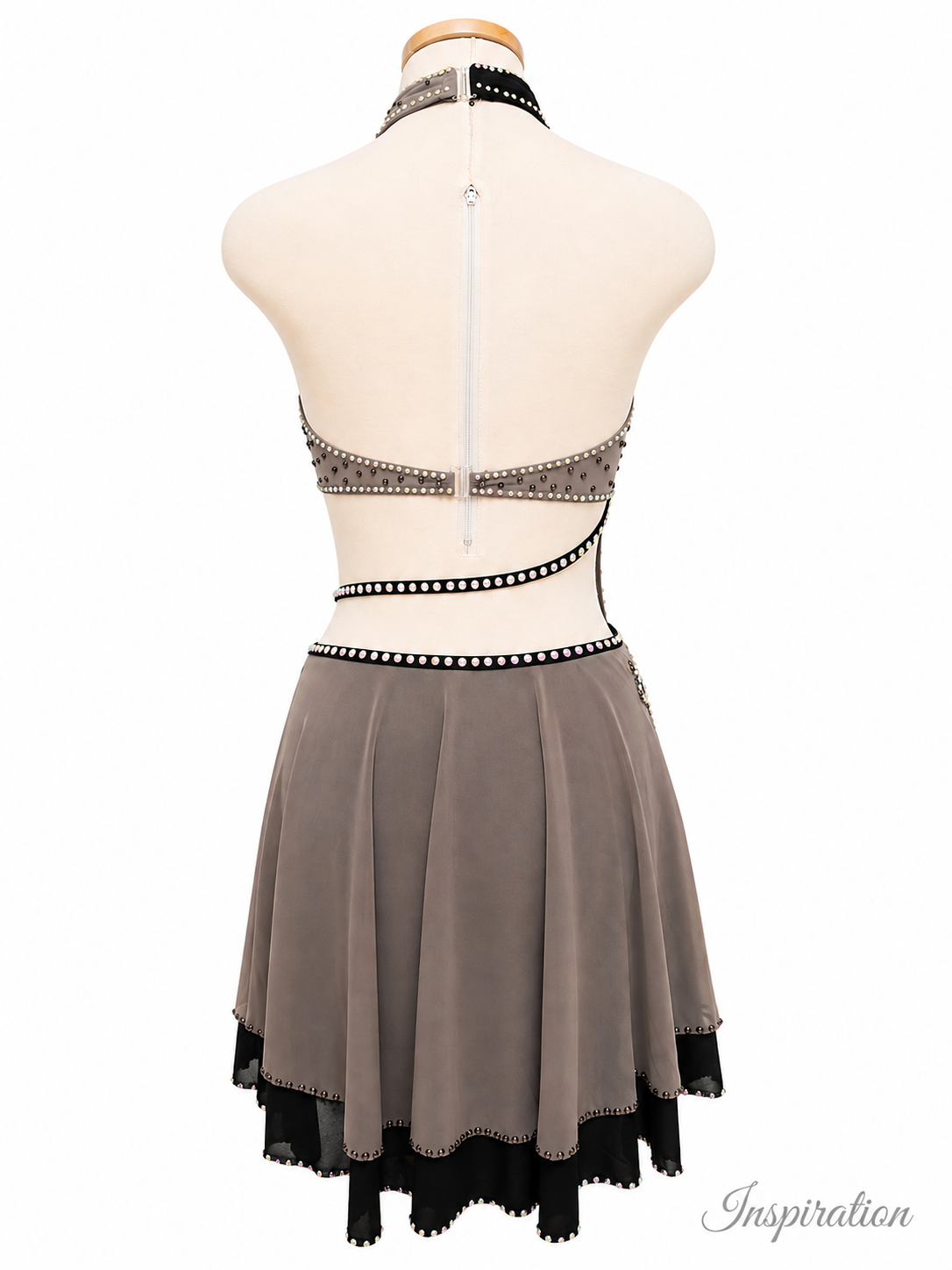 Back View of Madeleine Base dance costume in black and grey inspiration