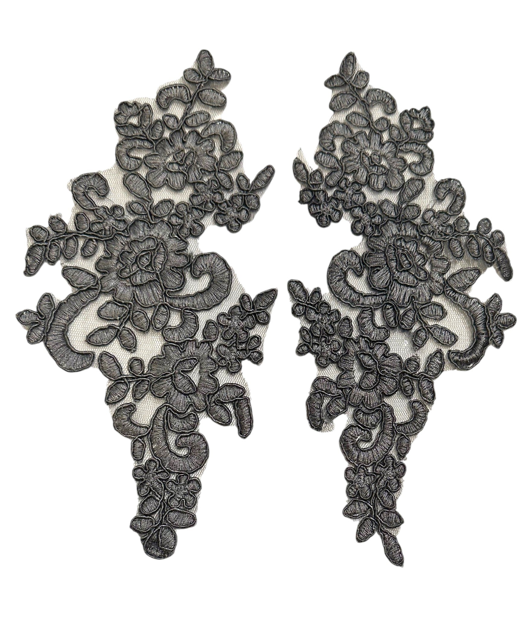 Dark Grey floral applique