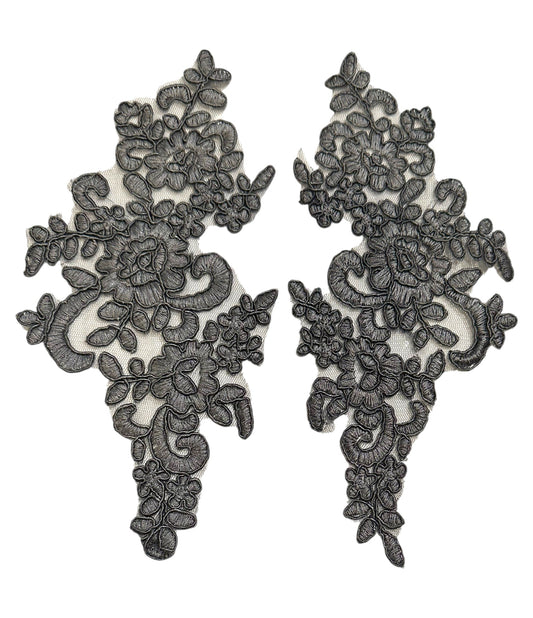 Dark Grey floral applique