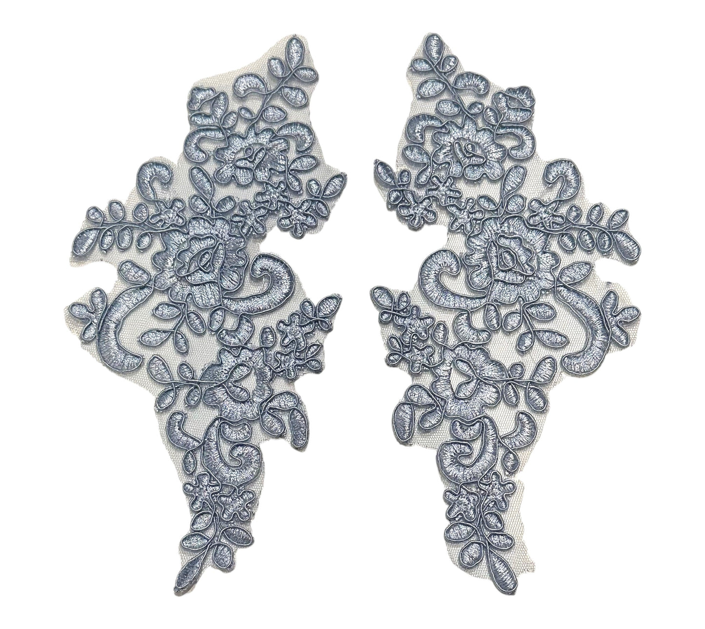 "Dusty Blue floral lace appliqué pair – dance costume embellishment by Elite Designs by Dawn"