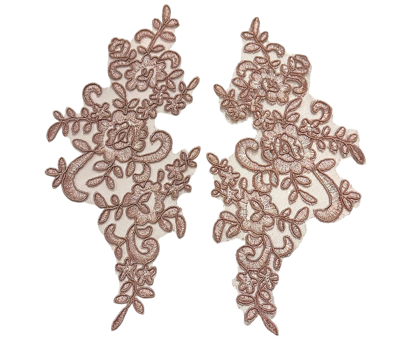 "Dusty Pink floral lace appliqué pair – dance costume embellishment by Elite Designs by Dawn"