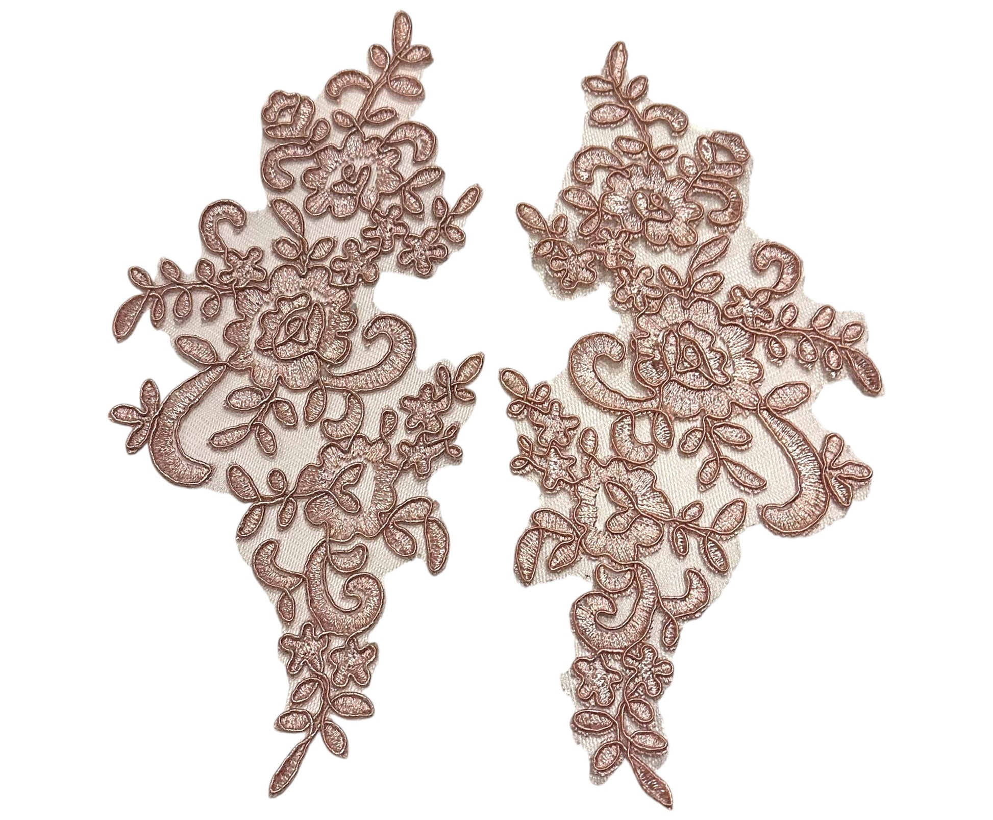 "Dusty Pink floral lace appliqué pair – dance costume embellishment by Elite Designs by Dawn"
