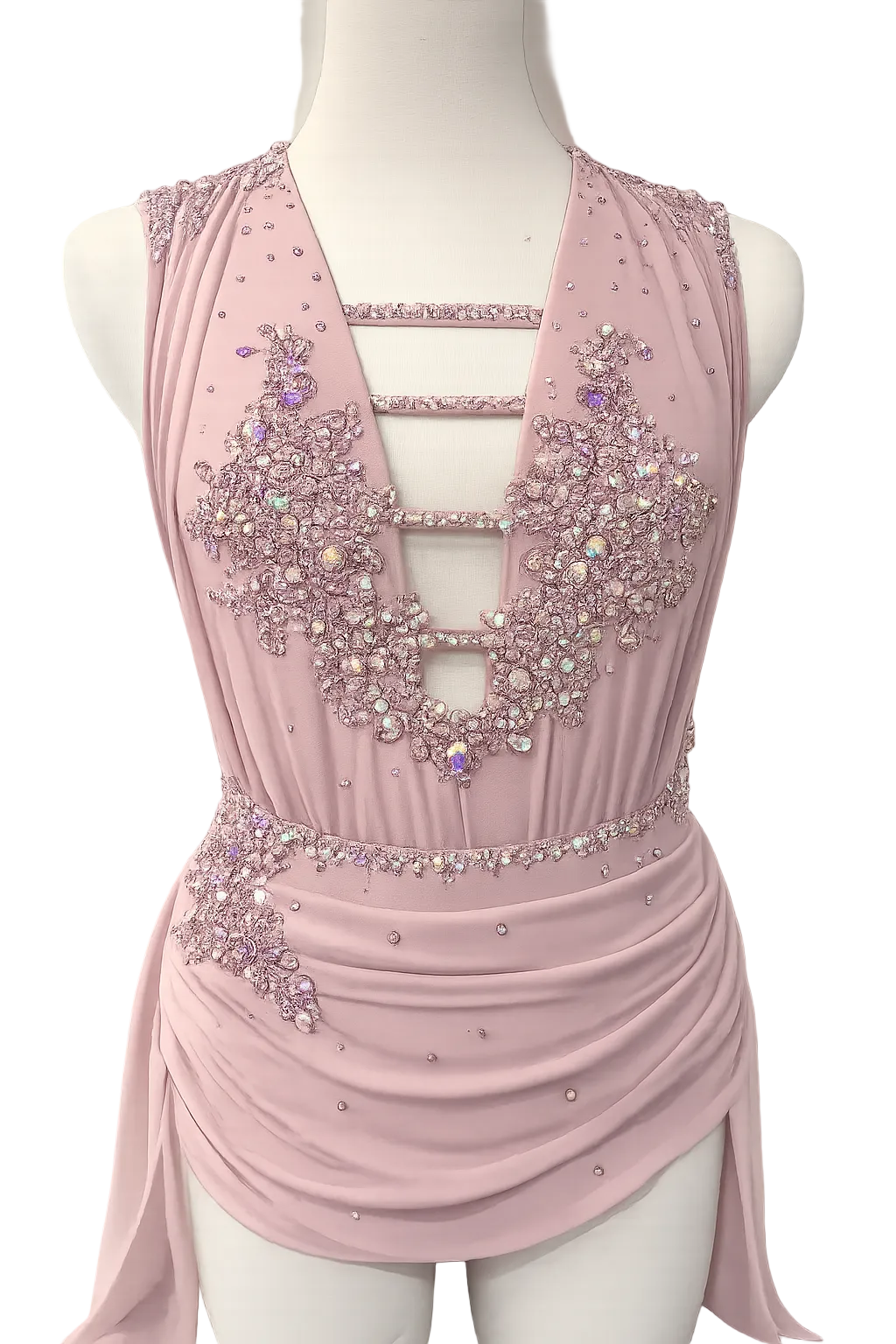 Dusty Pink Rhinestone Lyrical Dance Costume - Adult Small