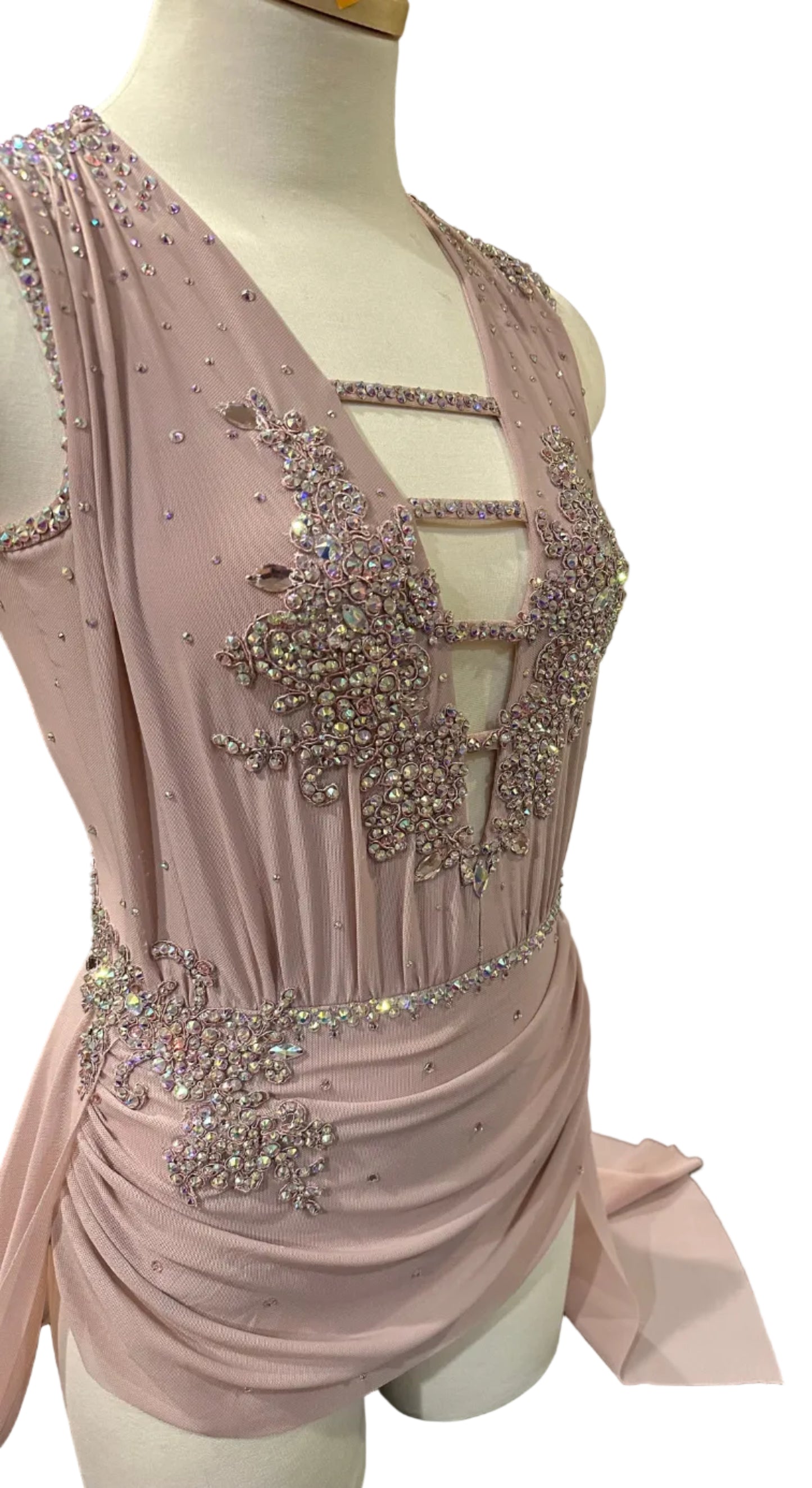 Dusty Pink Rhinestone Lyrical Dance Costume - Adult Small