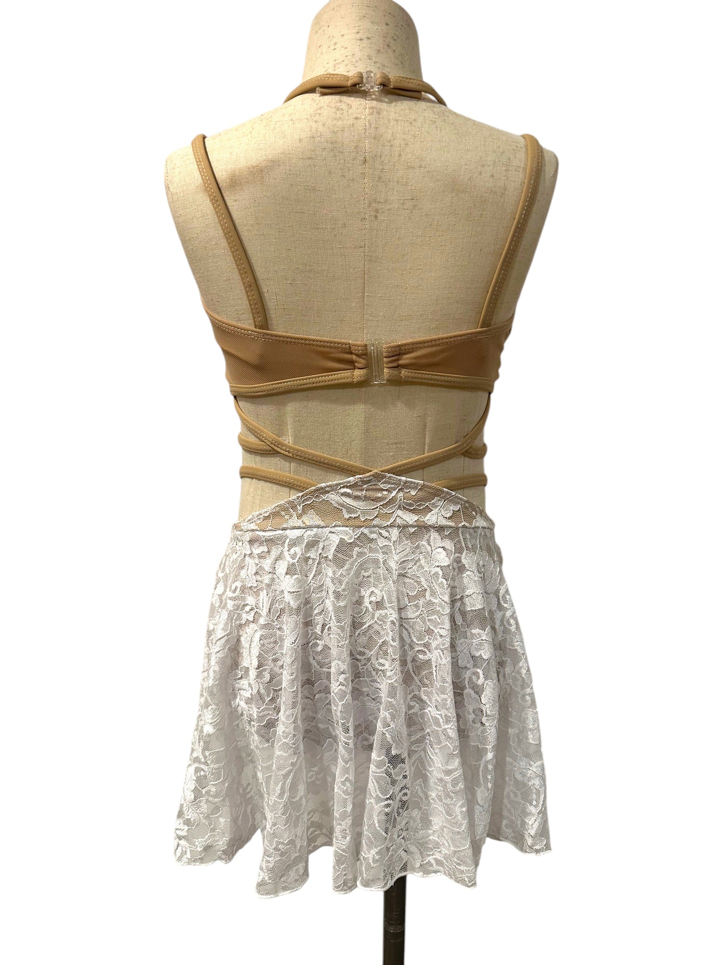 The Ava Base in White Lace/Nude 