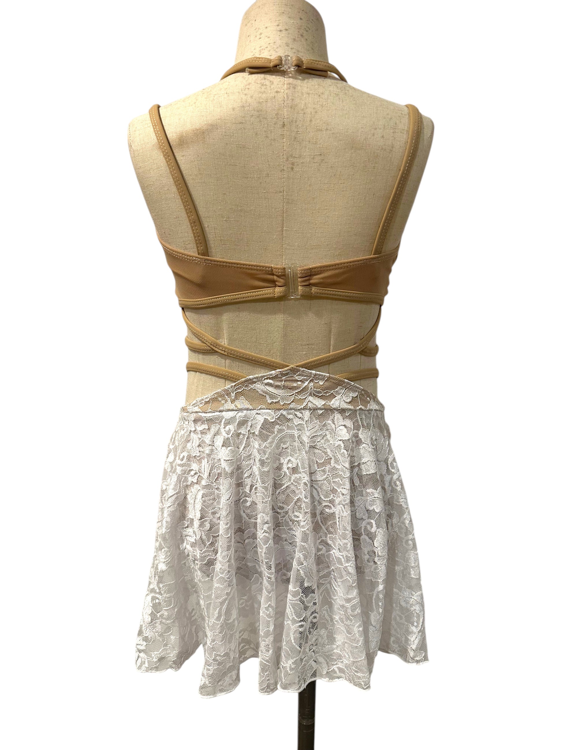 The Ava Base in White Lace/Nude 