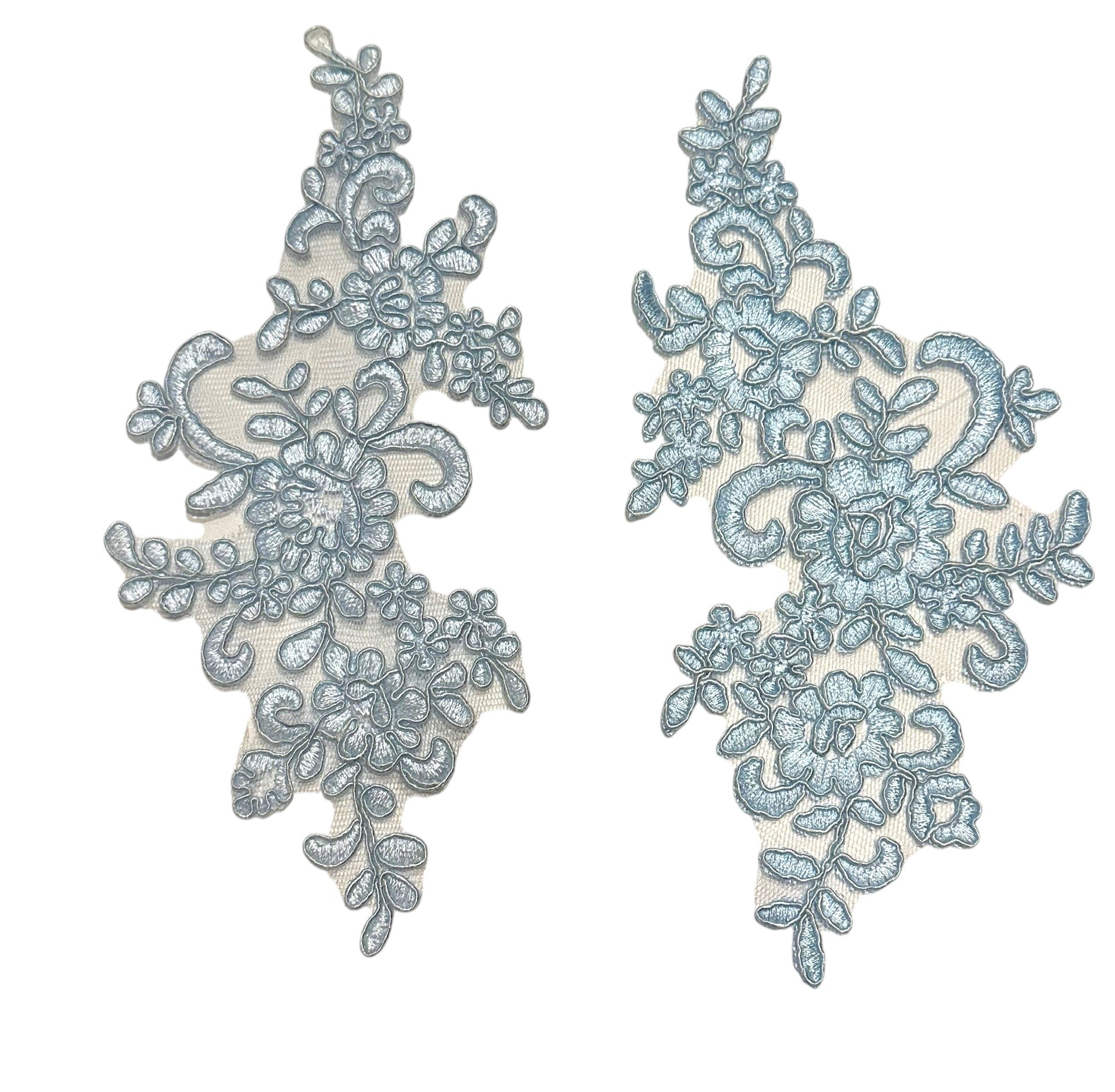 "Light Blue floral lace appliqué pair – dance costume embellishment by Elite Designs by Dawn"