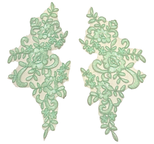 Lace Appliqué – Mint Green (Pair of 2)