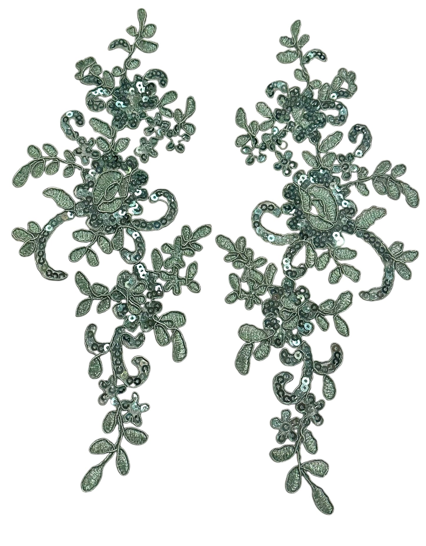 Lace Appliqué – Olive Green (Pair of 2)
