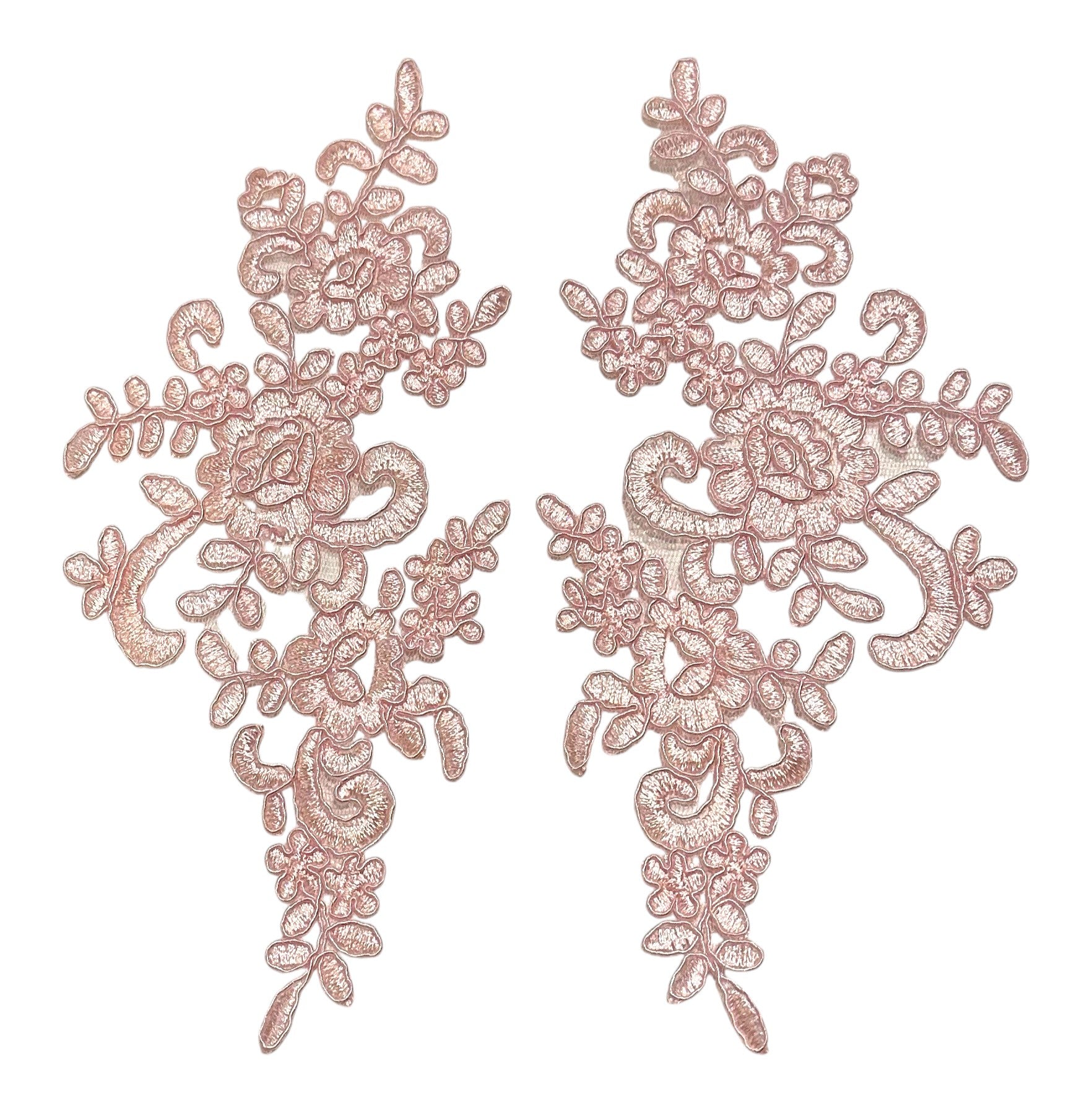 "Pink floral lace appliqué pair – dance costume embellishment by Elite Designs by Dawn"