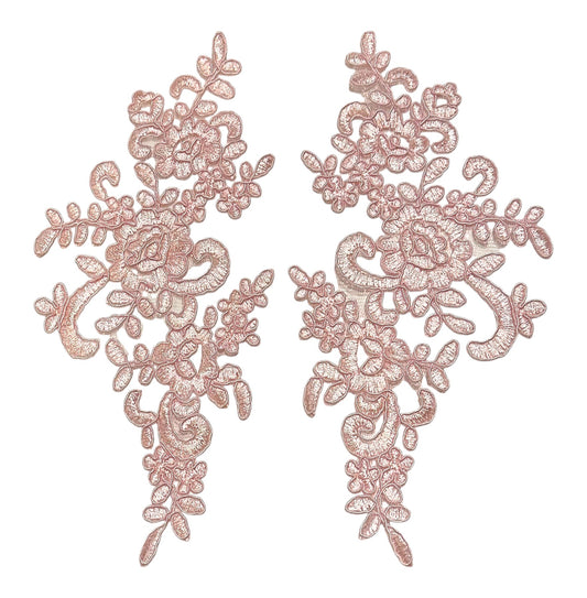 "Pink floral lace appliqué pair – dance costume embellishment by Elite Designs by Dawn"