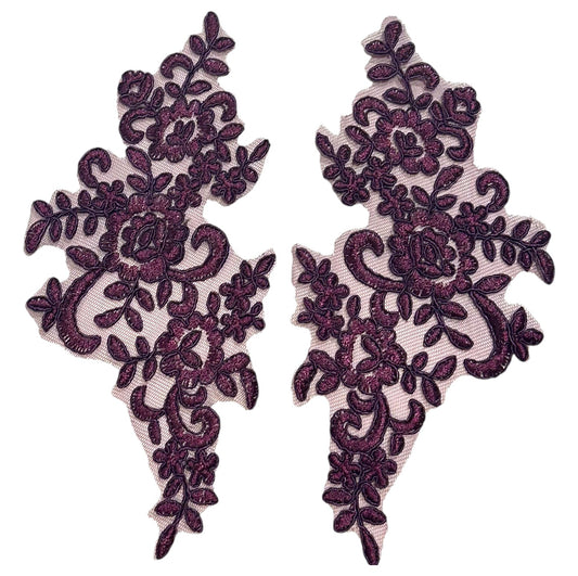 Lace Appliqué – Purple (Pair of 2)