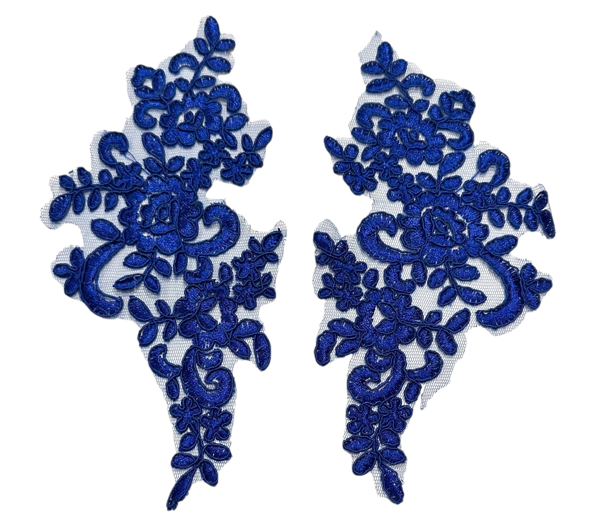 "Royal Blue floral lace appliqué pair – dance costume embellishment by Elite Designs by Dawn"